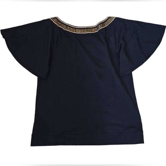 St John Top Gold Metallic Beading Pullover Sweater Knit Womens Evening - Picture 2 of 5